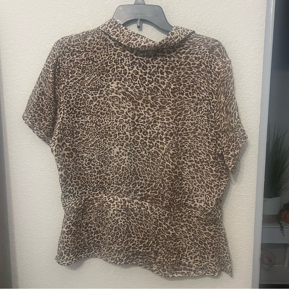 Brown Leopard Print Women's Top sz 16 - Picture 11 of 13